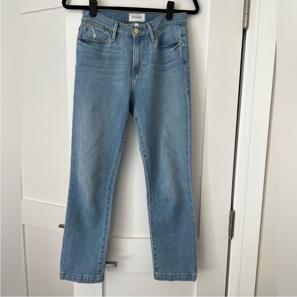 Frame Le High Straight Denim Jeans in Light Blue Sunland [Size 27]
